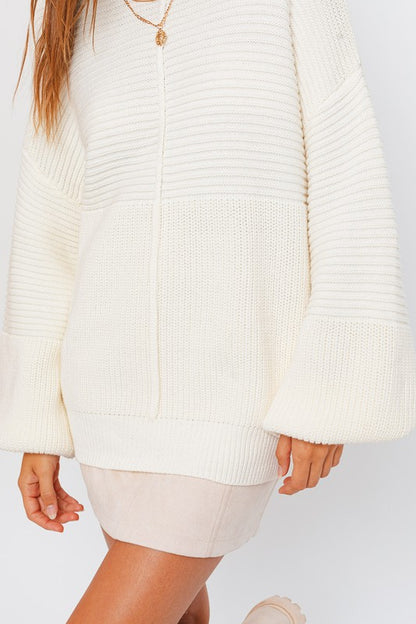 Noni Cotton Ribbed Knitted Sweater