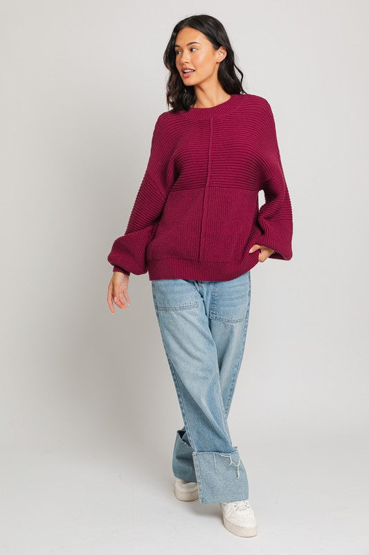 Noni Cotton Ribbed Knitted Sweater