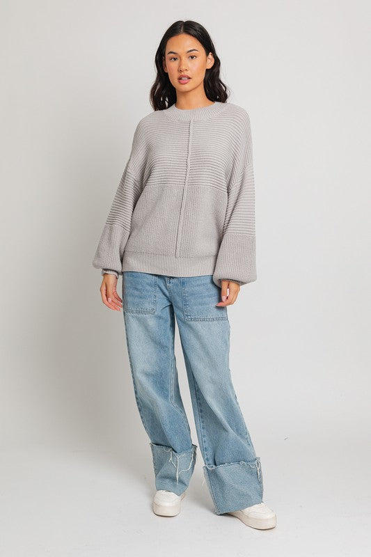 Noni Cotton Ribbed Knitted Sweater