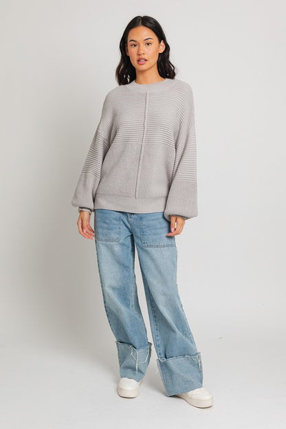 Noni Cotton Ribbed Knitted Sweater