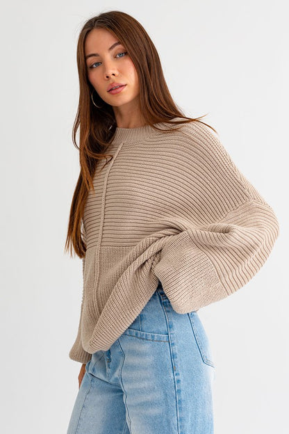 Noni Cotton Ribbed Knitted Sweater