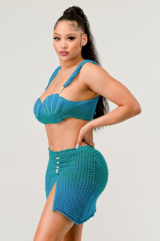 Mermaid Siren Pearl Two Piece Knit Set