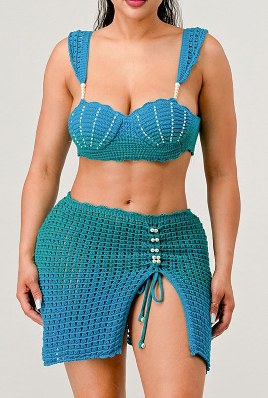 Mermaid Siren Pearl Two Piece Knit Set