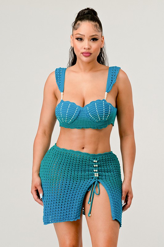 Mermaid Siren Pearl Two Piece Knit Set