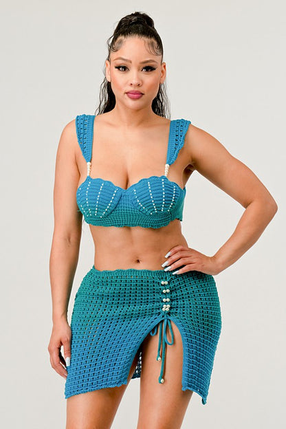 Mermaid Siren Pearl Two Piece Knit Set