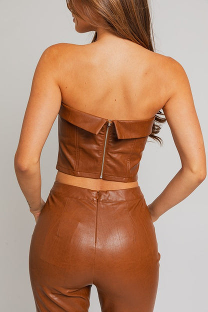 Darian Faux Leather Corset Tube Top