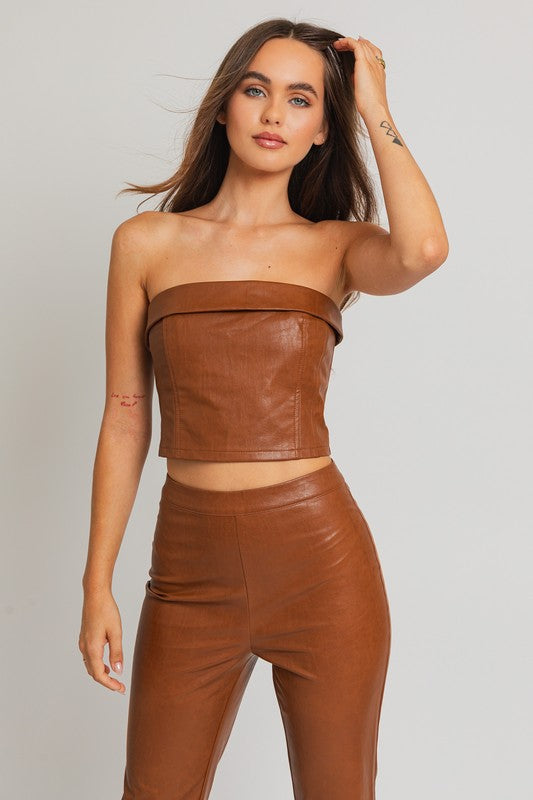 Darian Faux Leather Corset Tube Top