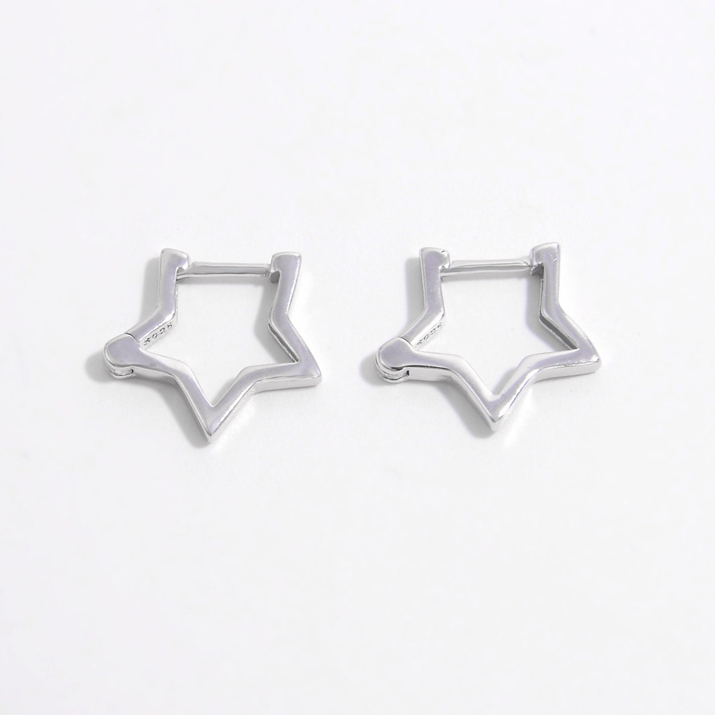 Minute Star Hooped 925 Sterling Silver Earrings