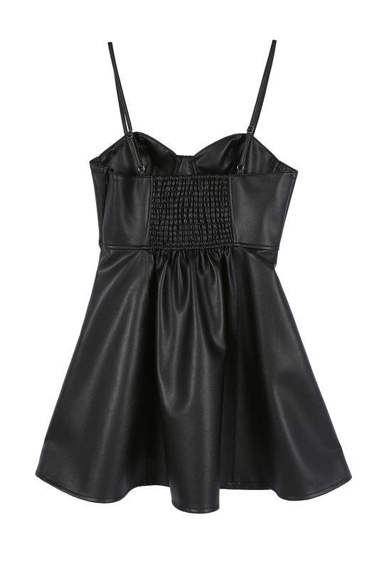 Vegan Leather Bustier Mini Dress