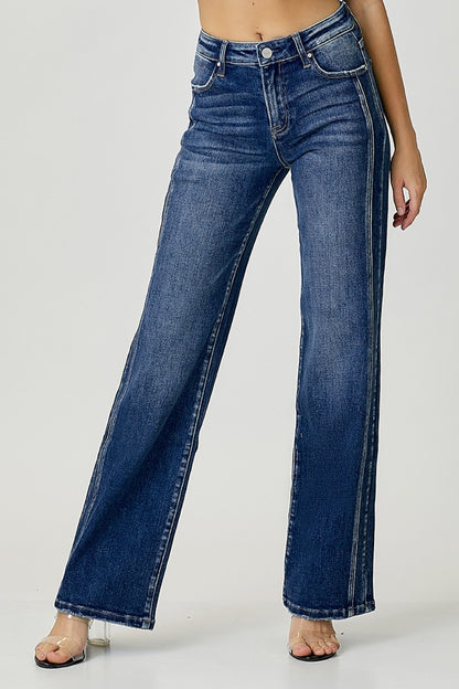 Tori Mid Rise Straight Jeans