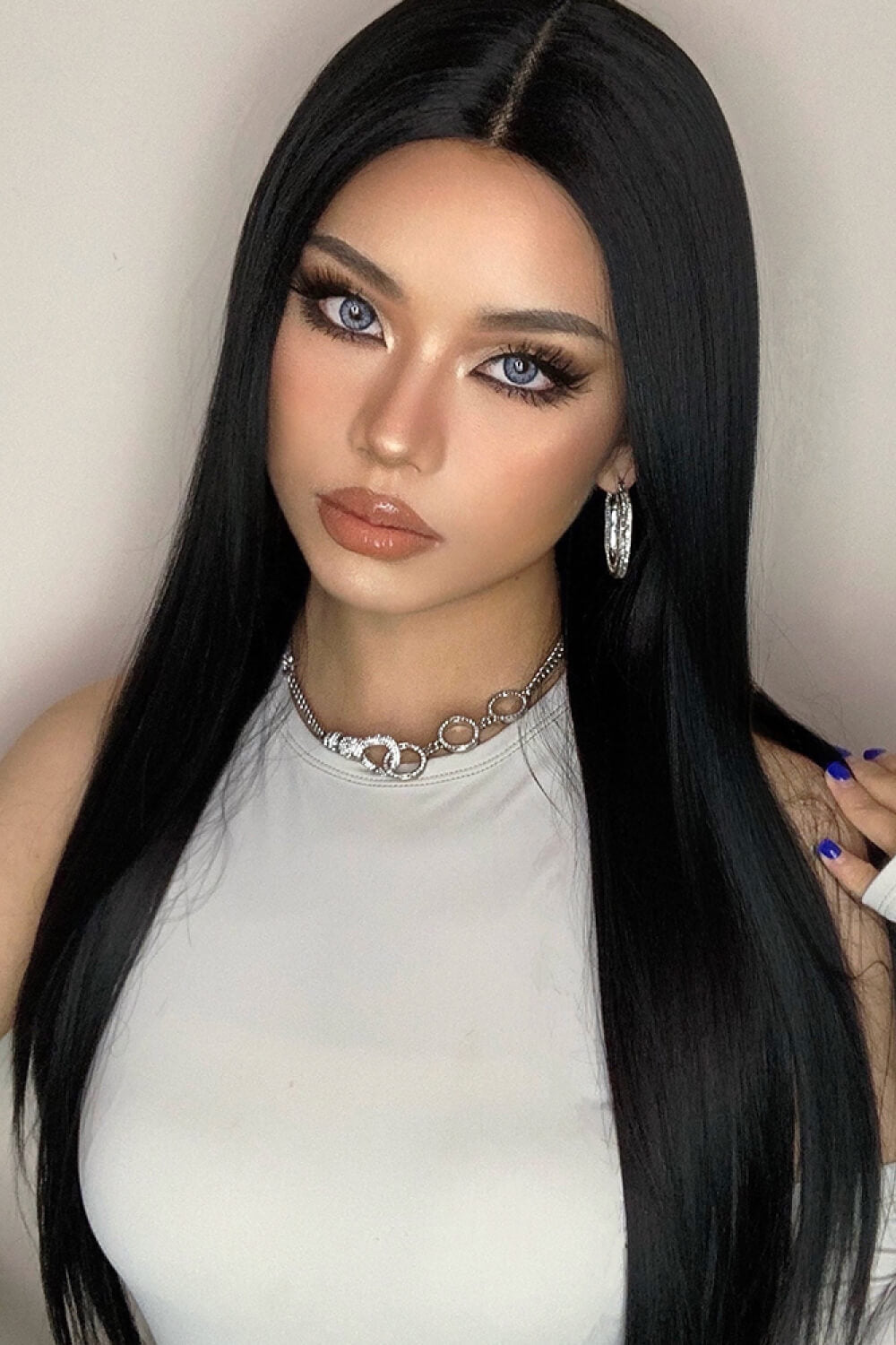 Raven 13 x 2" Long Lace Front Straight Synthetic Wigs 26" Long 150% Density