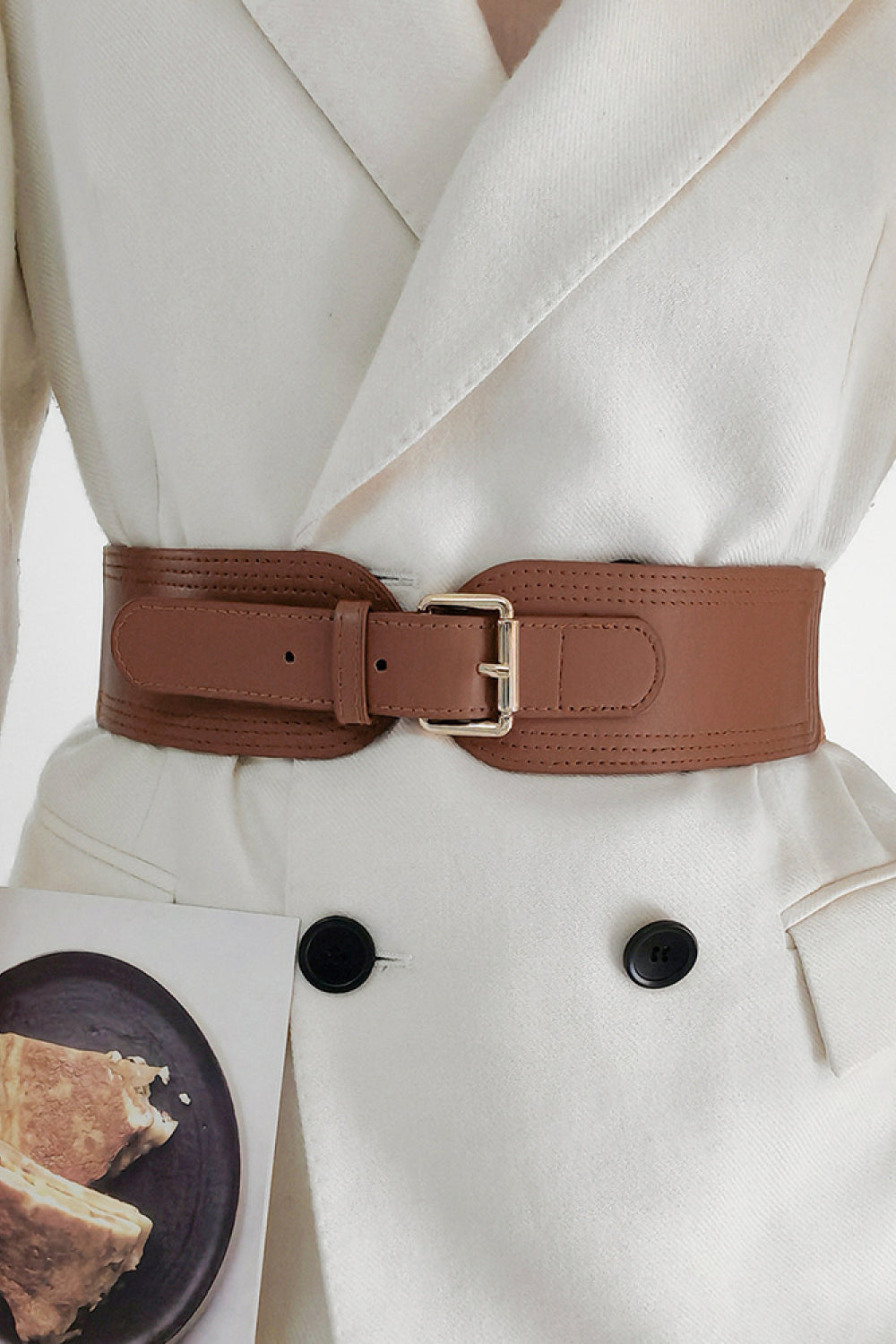Madison Ave Elastic Wide PU Belt