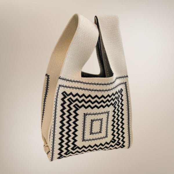 Lizzie Satchel - Black/White Square Pattern