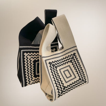 Lizzie Satchel - Black/White Square Pattern