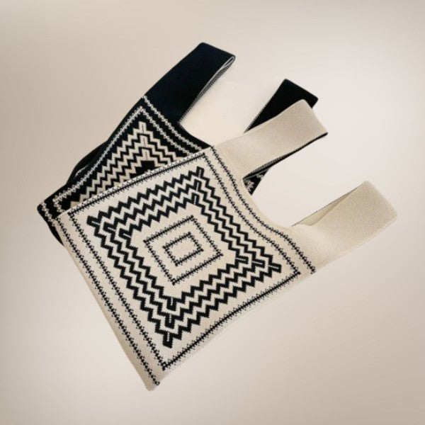 Lizzie Satchel - Black/White Square Pattern