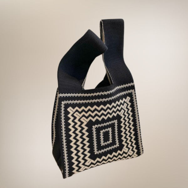 Lizzie Satchel - Black/White Square Pattern