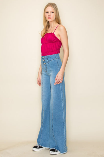 Wide Leg Western Denim Jeans