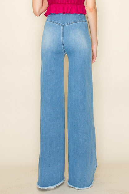 Wide Leg Western Denim Jeans