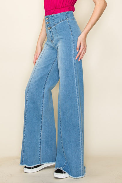 Wide Leg Western Denim Jeans