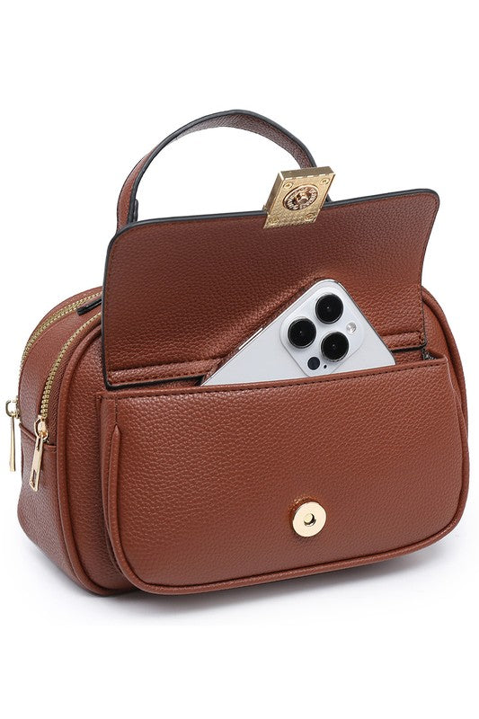 Top Handle Front Pocket Crossbody Bag