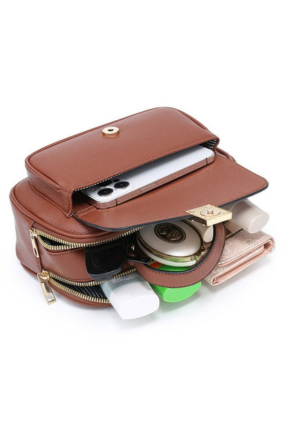 Top Handle Front Pocket Crossbody Bag