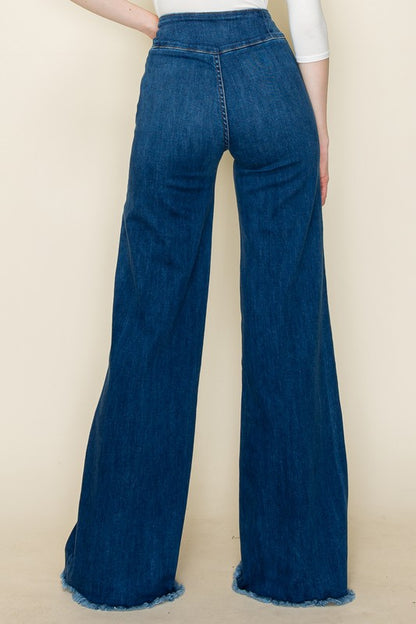 Wide Leg Western Denim Jeans