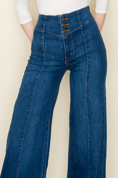 Wide Leg Western Denim Jeans