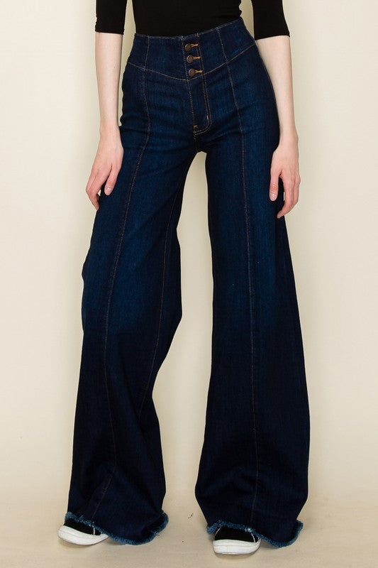 Wide Leg Western Denim Jeans