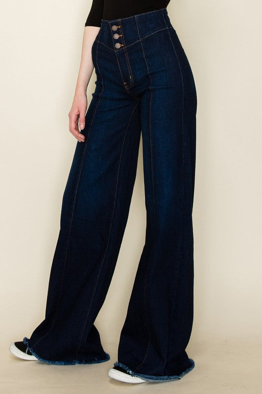 Wide Leg Western Denim Jeans