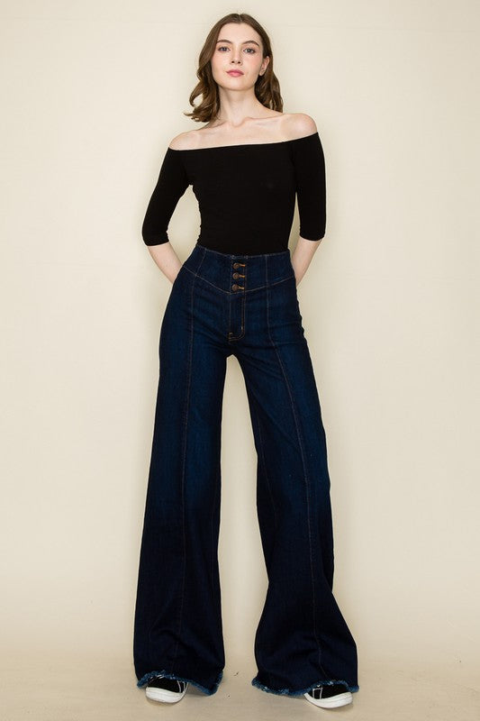 Wide Leg Western Denim Jeans