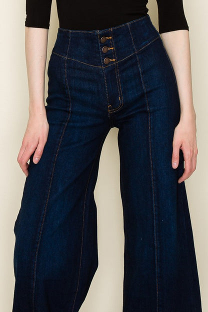 Wide Leg Western Denim Jeans