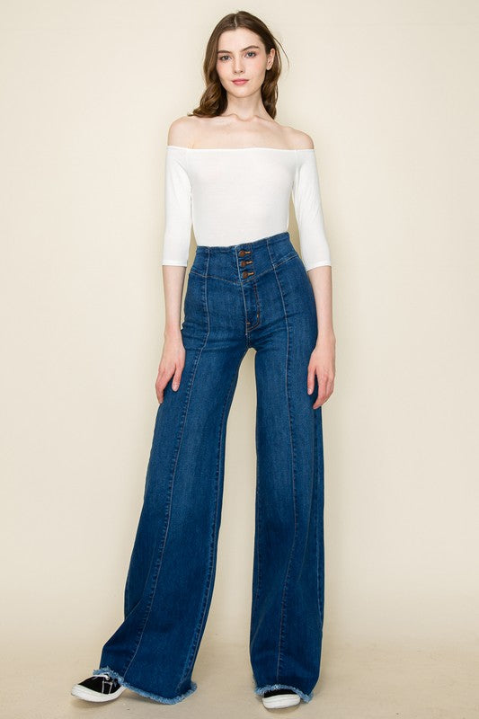 Wide Leg Western Denim Jeans