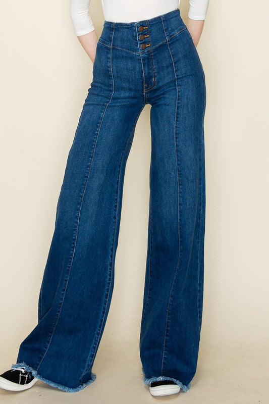 Wide Leg Western Denim Jeans