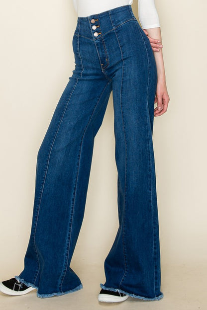 Wide Leg Western Denim Jeans