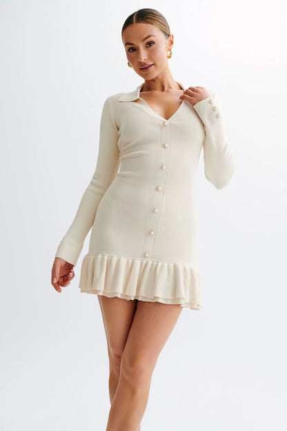 Women Fashion Collared Sweater Dress