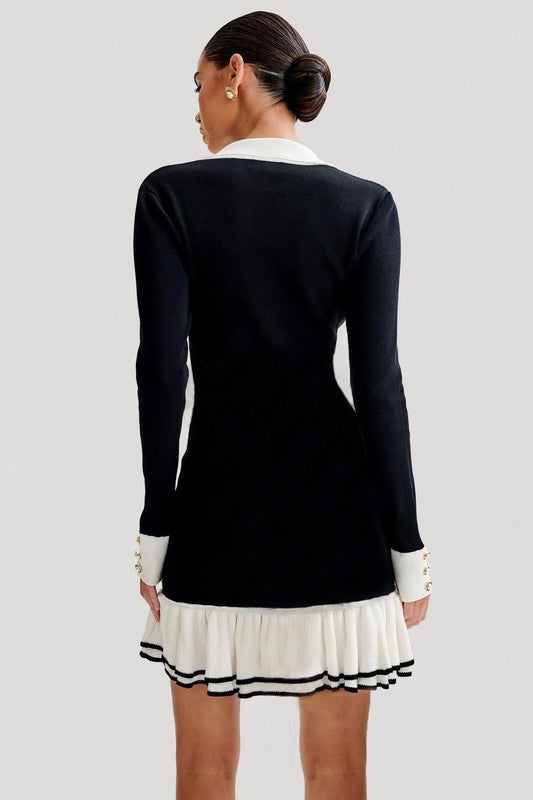 Women Fashion Collared Sweater Dress