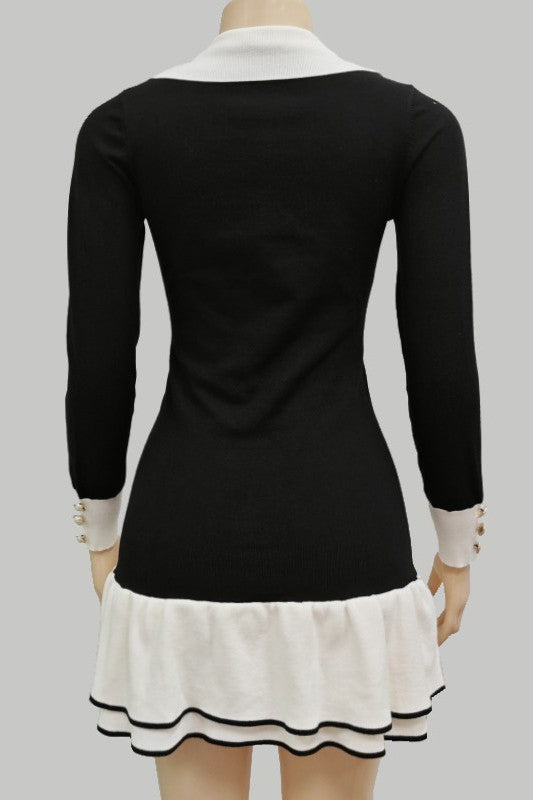 Women Fashion Collared Sweater Dress