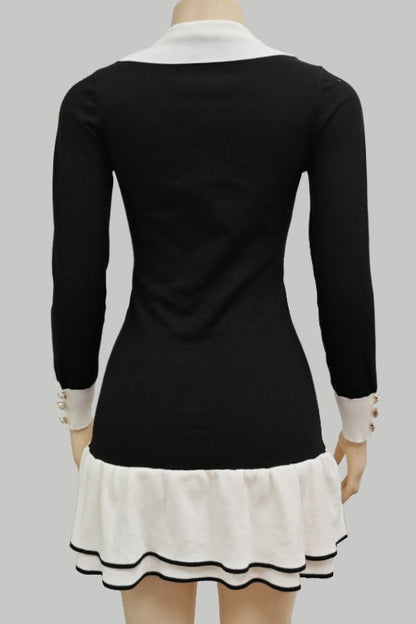 Women Fashion Collared Sweater Dress