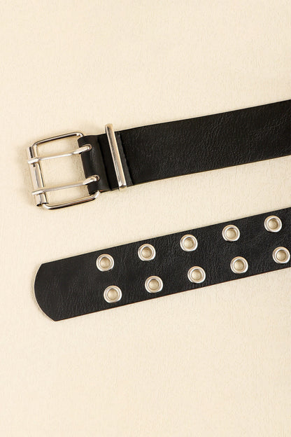 Hotto PU Leather Two Row Eyelet Belt