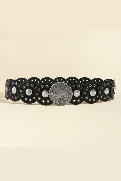 Boho Wide Round Shape PU Leather Belt