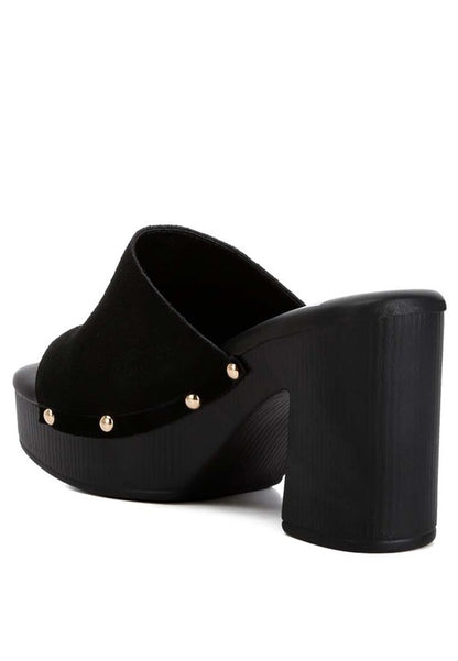 Kita Suede High Block Heel Mules