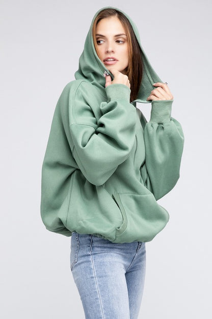 Stitch Detailed Cotton Elastic Hem Hoodie