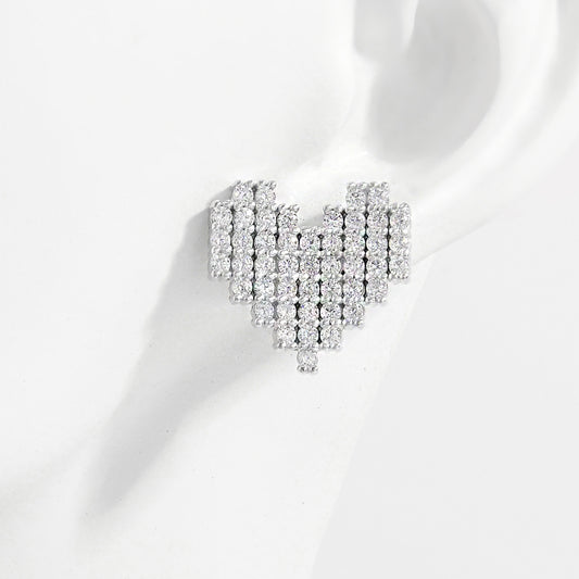 DigiHeart 925 Sterling Silver Inlaid Zircon Stud Earrings