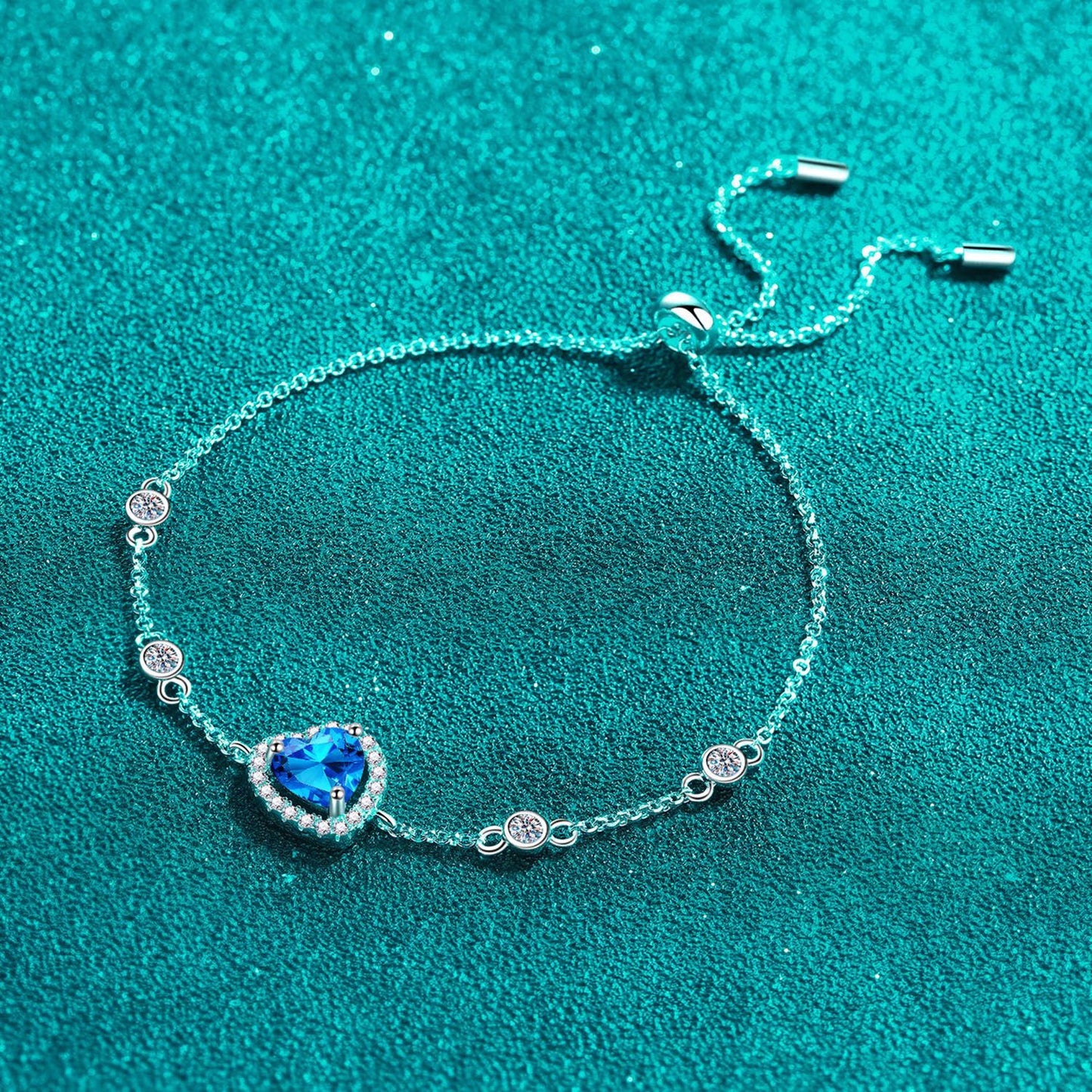 Blu Heart 1 Carat Moissanite 925 Sterling Silver Bracelet