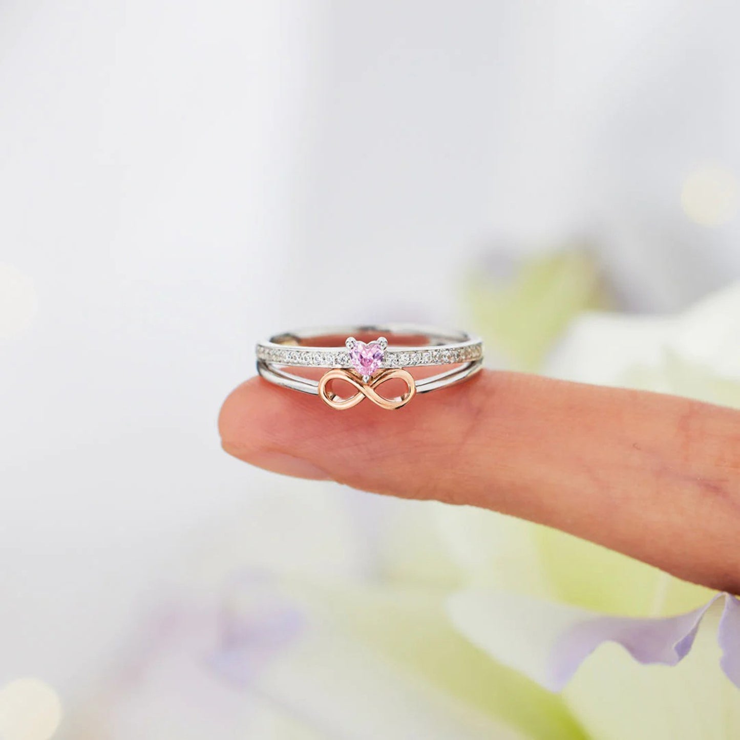 Infinite Love Zircon Double-Layered Ring