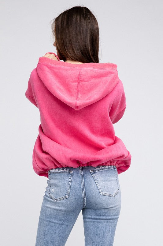 Stitch Detailed Cotton Elastic Hem Hoodie