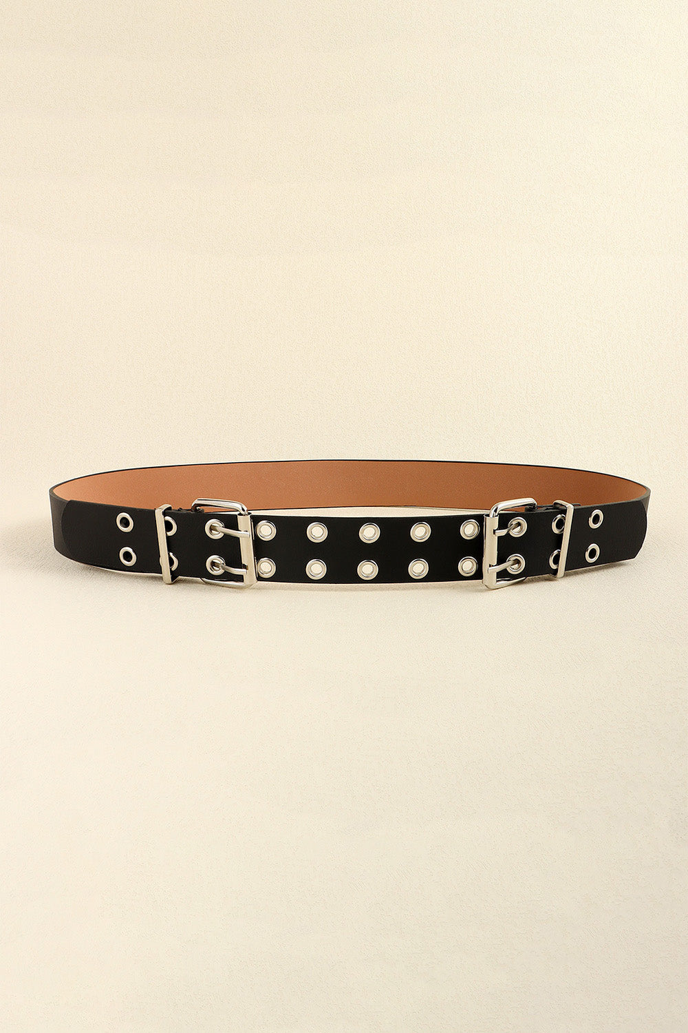 Hotto PU Leather Two Row Eyelet Belt