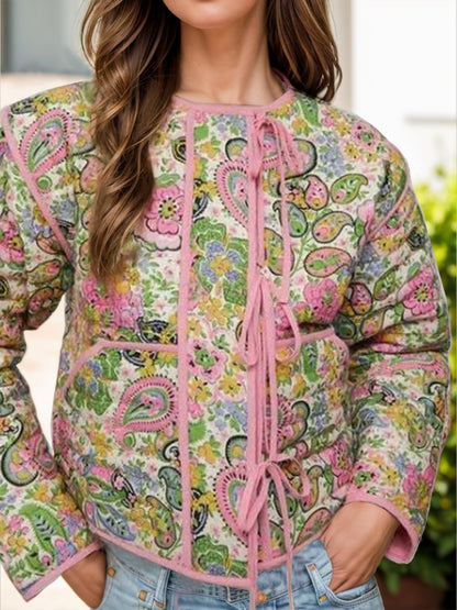 Tied Printed Long Sleeve Jacket (Paisley Motif)