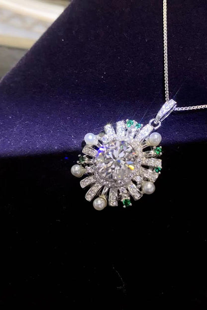 Cosmic Burst 2 Carat Moissanite 925 Sterling Silver Necklace