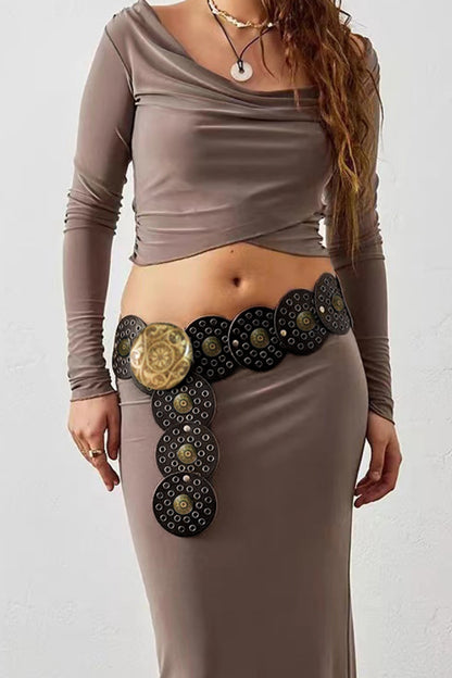 Vintage Boho PU Leather Wide Belt